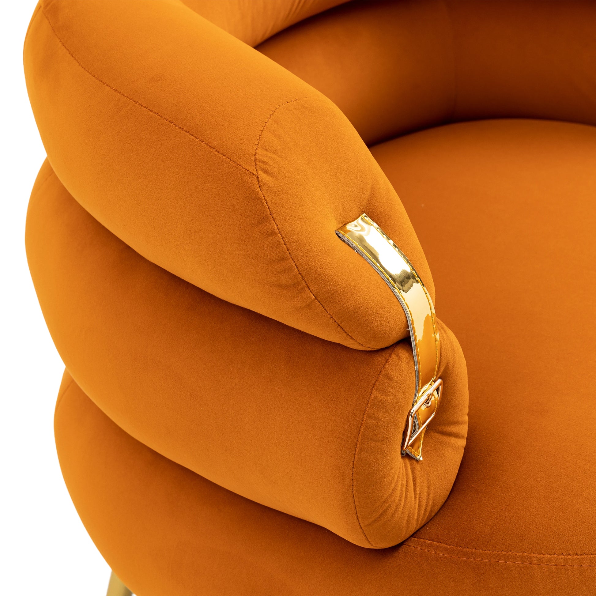 Coolmore Upholstered Velvet Barrel Accent Chair With Ottoman,Accent Comfy Lounge Arm Chair And Folding Footrest Stool Set,Single Sofa Armchair With Lounge Seat For Bedroom,Office Orange Orange Foam Velvet