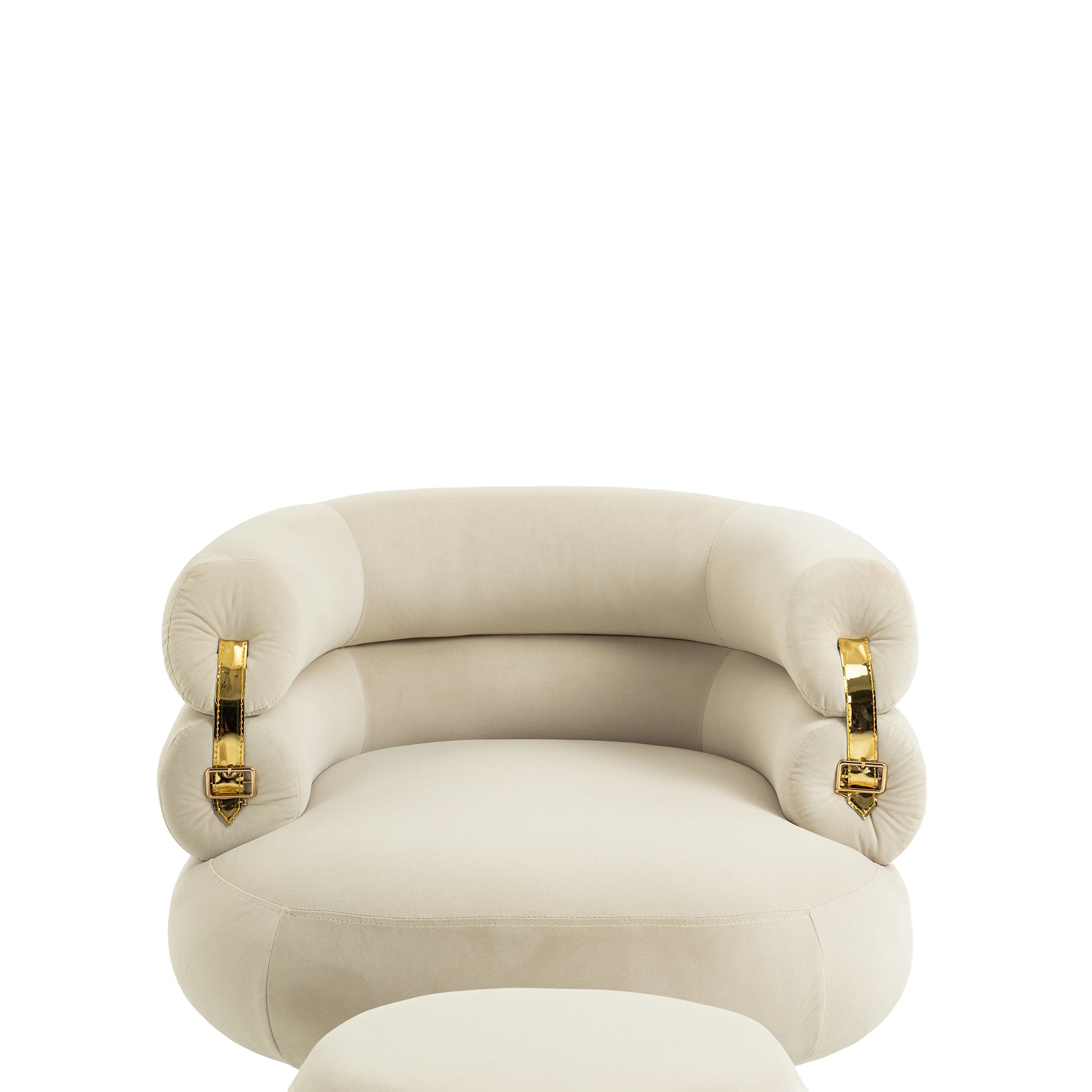 Coolmore Upholstered Velvet Barrel Accent Chair With Ottoman,Accent Comfy Lounge Arm Chair And Folding Footrest Stool Set,Single Sofa Armchair With Lounge Seat For Bedroom,Office Beige Beige Foam Velvet