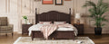3 Pieces Bedroom Sets,Queen Size Wood Platform Bed And Two Nightstands Dark Walnut Walnut Wood