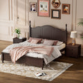 3 Pieces Bedroom Sets,Queen Size Wood Platform Bed And Two Nightstands Dark Walnut Walnut Wood
