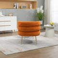 Coolmore Upholstered Velvet Barrel Accent Chair With Ottoman,Accent Comfy Lounge Arm Chair And Folding Footrest Stool Set,Single Sofa Armchair With Lounge Seat For Bedroom,Office Orange Orange Foam Velvet
