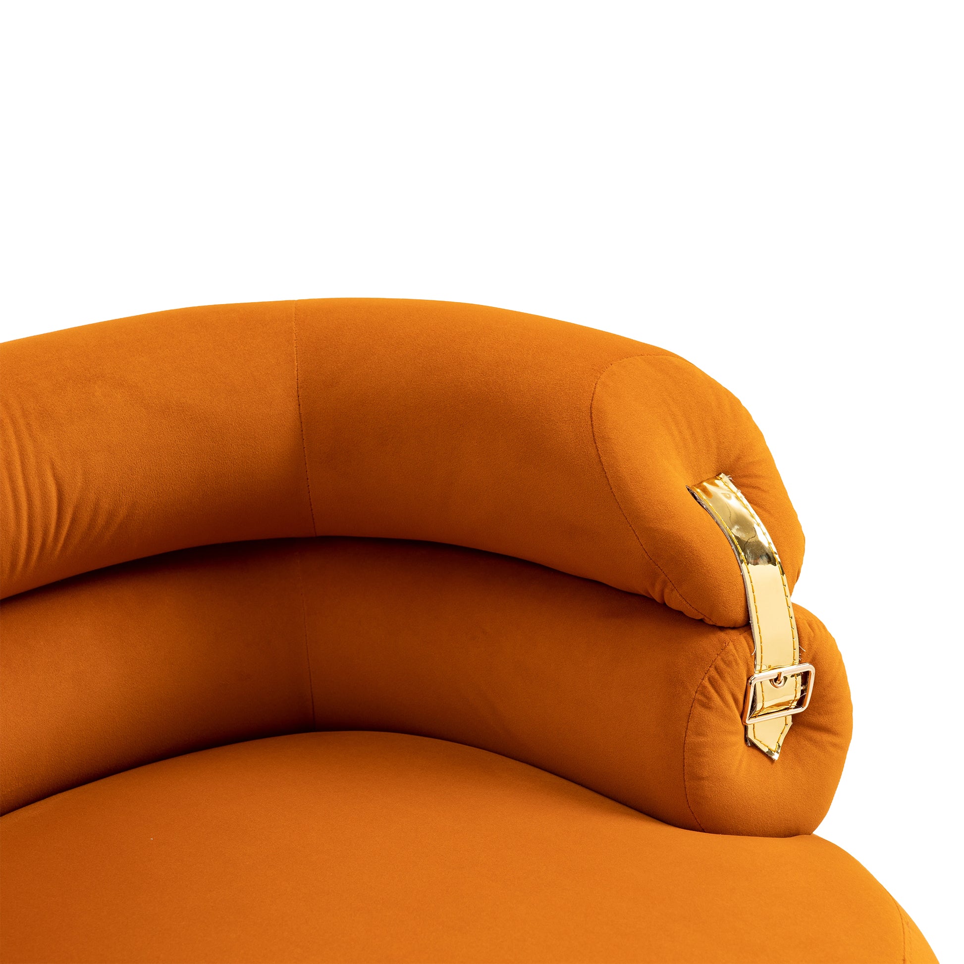 Coolmore Upholstered Velvet Barrel Accent Chair With Ottoman,Accent Comfy Lounge Arm Chair And Folding Footrest Stool Set,Single Sofa Armchair With Lounge Seat For Bedroom,Office Orange Orange Foam Velvet