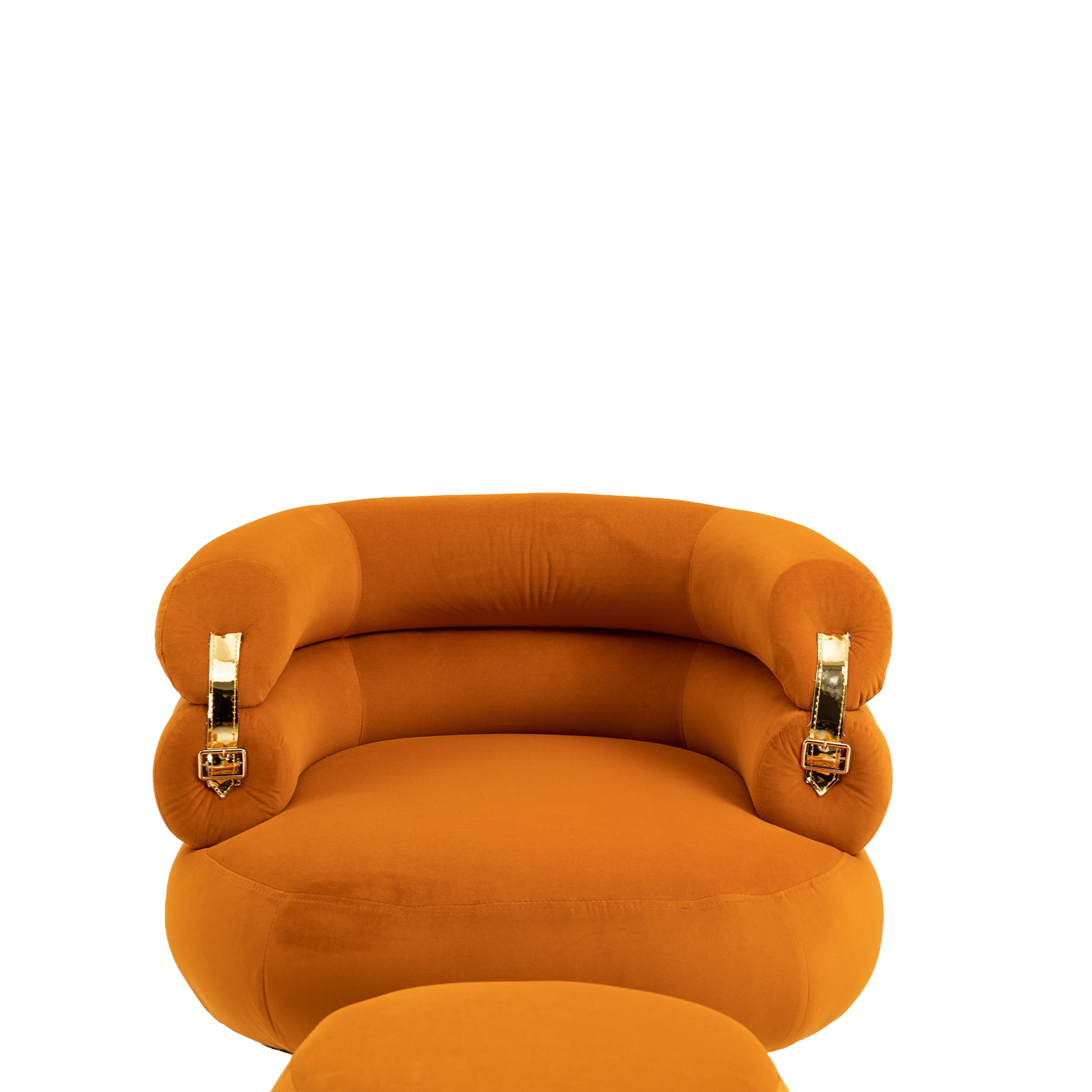 Coolmore Upholstered Velvet Barrel Accent Chair With Ottoman,Accent Comfy Lounge Arm Chair And Folding Footrest Stool Set,Single Sofa Armchair With Lounge Seat For Bedroom,Office Orange Orange Foam Velvet