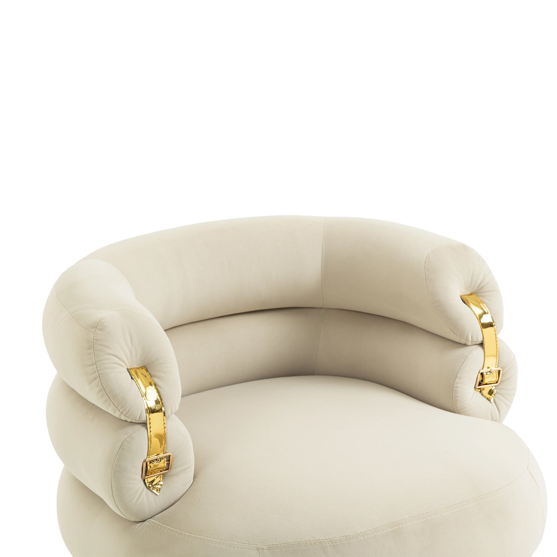 Coolmore Upholstered Velvet Barrel Accent Chair With Ottoman,Accent Comfy Lounge Arm Chair And Folding Footrest Stool Set,Single Sofa Armchair With Lounge Seat For Bedroom,Office Beige Beige Foam Velvet