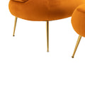 Coolmore Upholstered Velvet Barrel Accent Chair With Ottoman,Accent Comfy Lounge Arm Chair And Folding Footrest Stool Set,Single Sofa Armchair With Lounge Seat For Bedroom,Office Orange Orange Foam Velvet