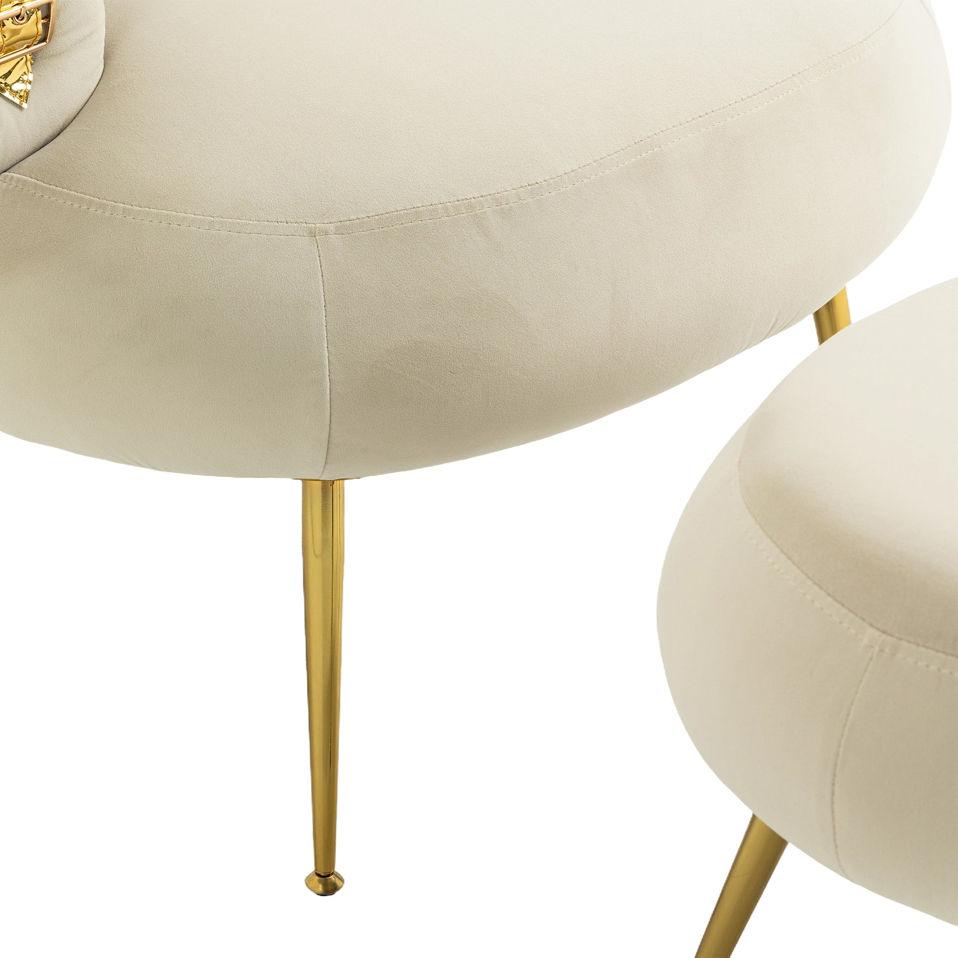 Coolmore Upholstered Velvet Barrel Accent Chair With Ottoman,Accent Comfy Lounge Arm Chair And Folding Footrest Stool Set,Single Sofa Armchair With Lounge Seat For Bedroom,Office Beige Beige Foam Velvet