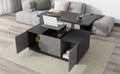 Modern Gray Multi Functional Rectangle Lift Top Coffee Table Extendable With Storage Dark Gray Mdf