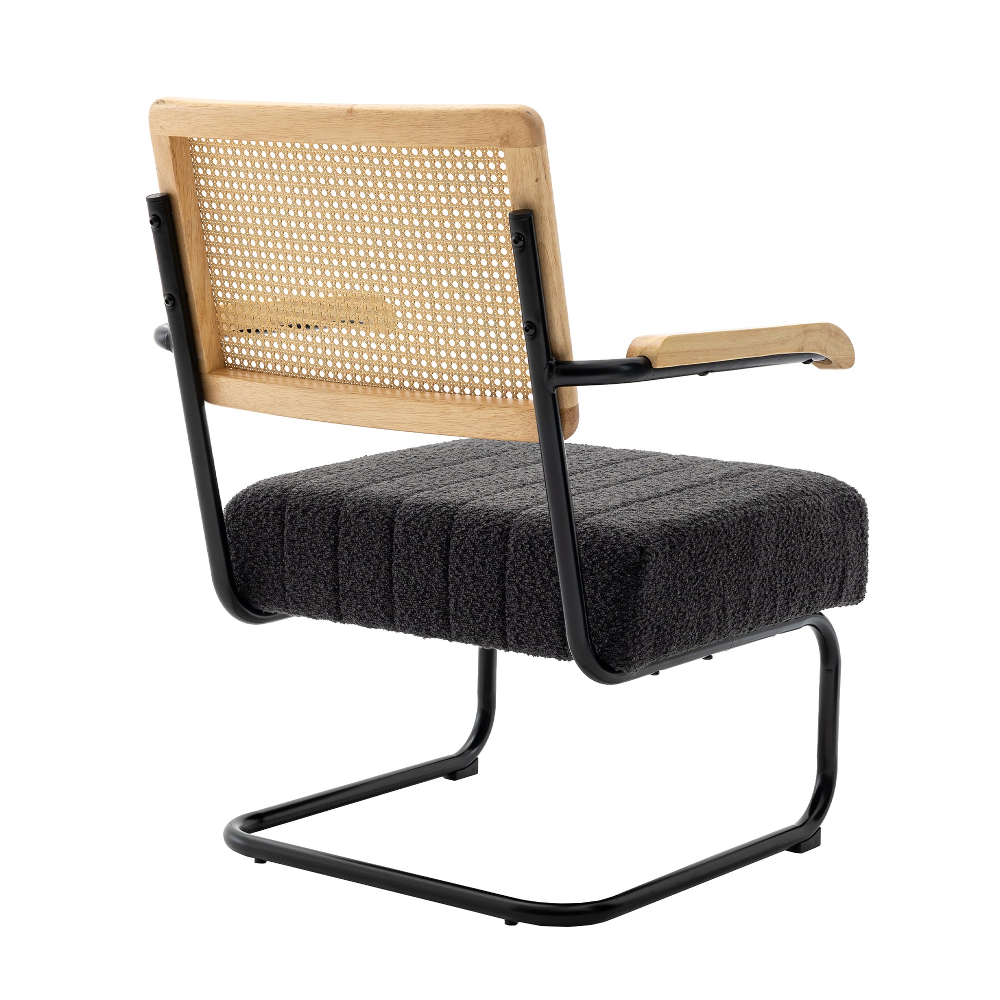 Coolmore Accent Chair Modern Industrial Slant Armchair With Metal Frame Premium High Density Soft Single Chair For Living Room Bedroom Carbon Black Boucle