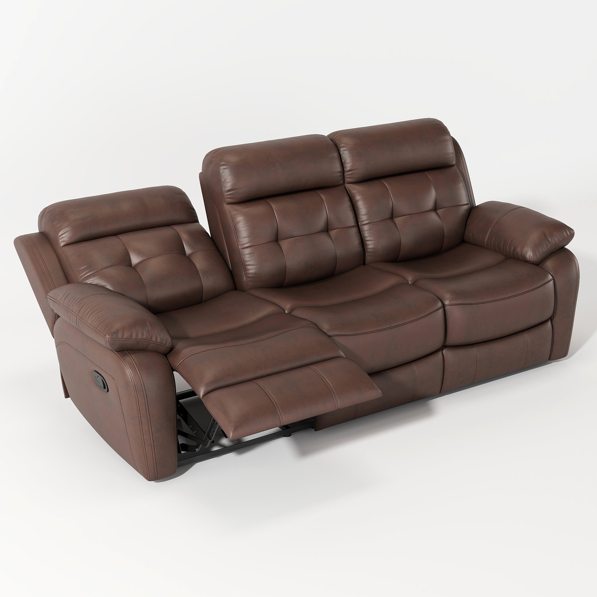 Genuine Leather Non Power Reclining Sofa With Drop Down Table,Stainless Steel Cupholders And Magazine Bag Brown Brown Primary Living Space American Design Foam Genuine Leather