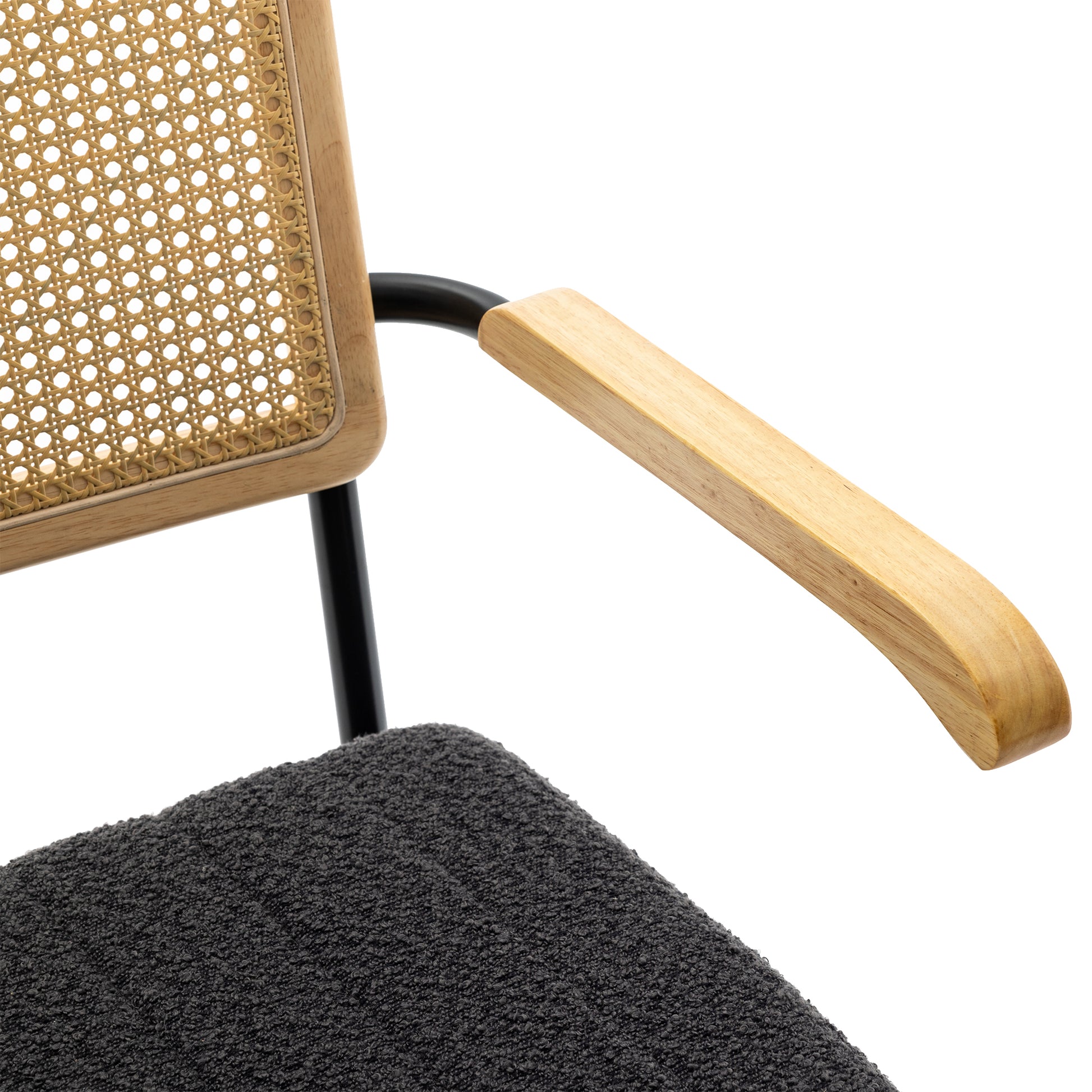 Coolmore Accent Chair Modern Industrial Slant Armchair With Metal Frame Premium High Density Soft Single Chair For Living Room Bedroom Carbon Black Boucle