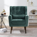 Modern Accent Chair,Chenille Arm Chairs For Living Room,Upholstered Mordern Armchair,Comfy Soft Padded Lounge Chair In Small Space, Bedroom, W Pillow, Solid Wood Leg Blackish Green Blackish Green Light Brown Primary Living Space Modern Rubberwood Foam