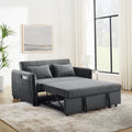 Convertible Sofa Bed, 3 In 1 Versatile Velvet Double Sofa With Pullout Bed, Seat With Adjustable Backrest, Lumbar Pillows, And Living Room Side Pockets, 54 Inch, Grey Brown Wood Primary Living Space Delicate Duty Eucalyptus 2 Seat Grey Velvet Soft Pillow