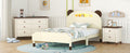 3 Pieces Bedroom Sets Twin Size Bear Shape Platform Bed With Nightstand And Storage Dresser,Cream Walnut Cream Wood