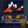 Drop Ping Framed Canvas Wall Art Decor Painting For Halloween,Cute Ghost Painting For Halloween Gift, Decoration For Halloween Office Living Room, Bedroom Decor Ready To Hang Rectangle Framed Multicolor Halloween Oversized 41In Canvas Cultures And
