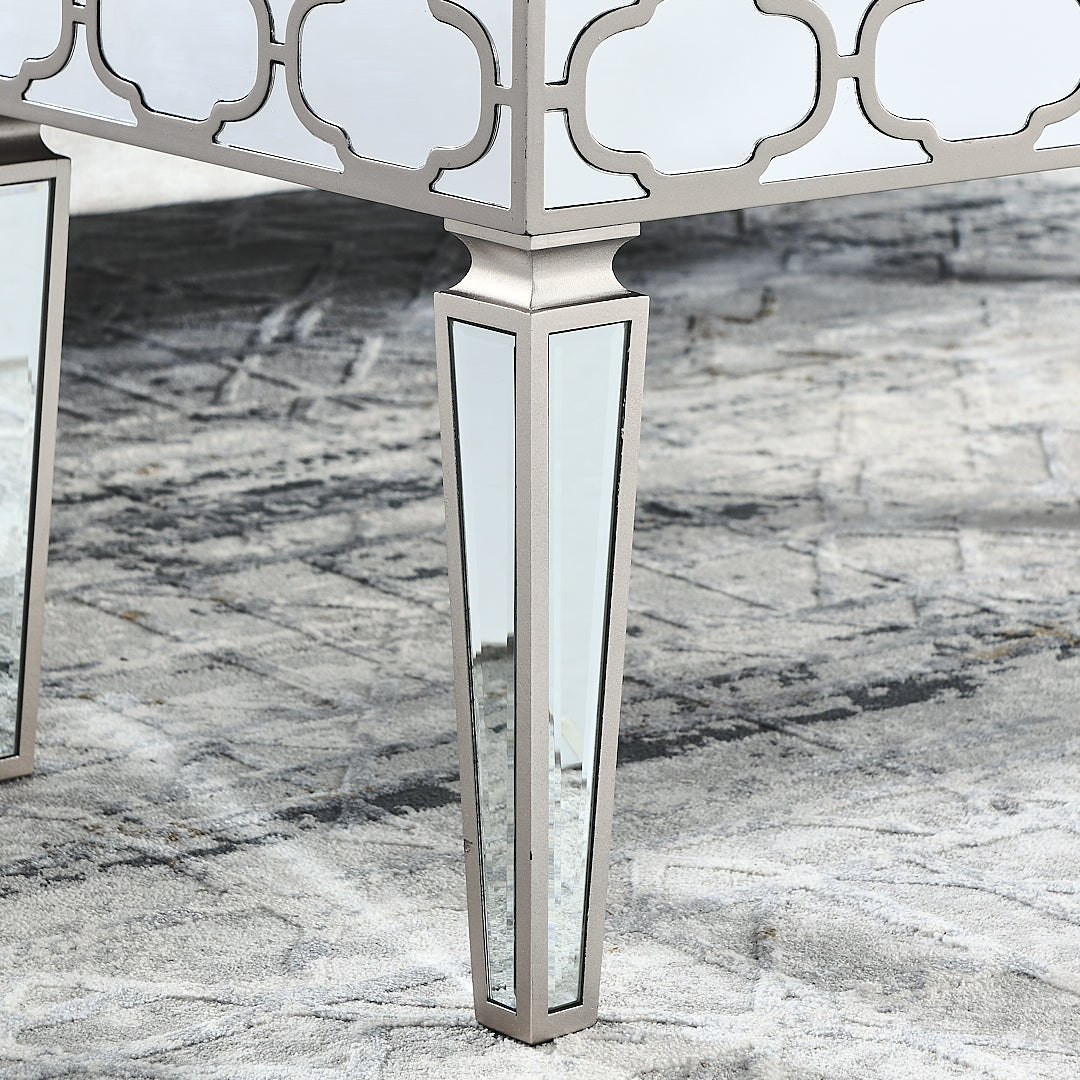 Elegant Shiny Silver Mirror Coffee Table, Cocktail Table 39.5 "X 21.5" X 19.5 " Silver Folding Desk Top Dining Room American Design Automatic Floor Mount Corner Bookcase Kitchen & Dining Tables Laminated Glass H Shape