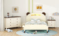 3 Pieces Bedroom Sets Twin Size Bear Shape Platform Bed With Nightstand And Storage Dresser,Cream Walnut Cream Wood