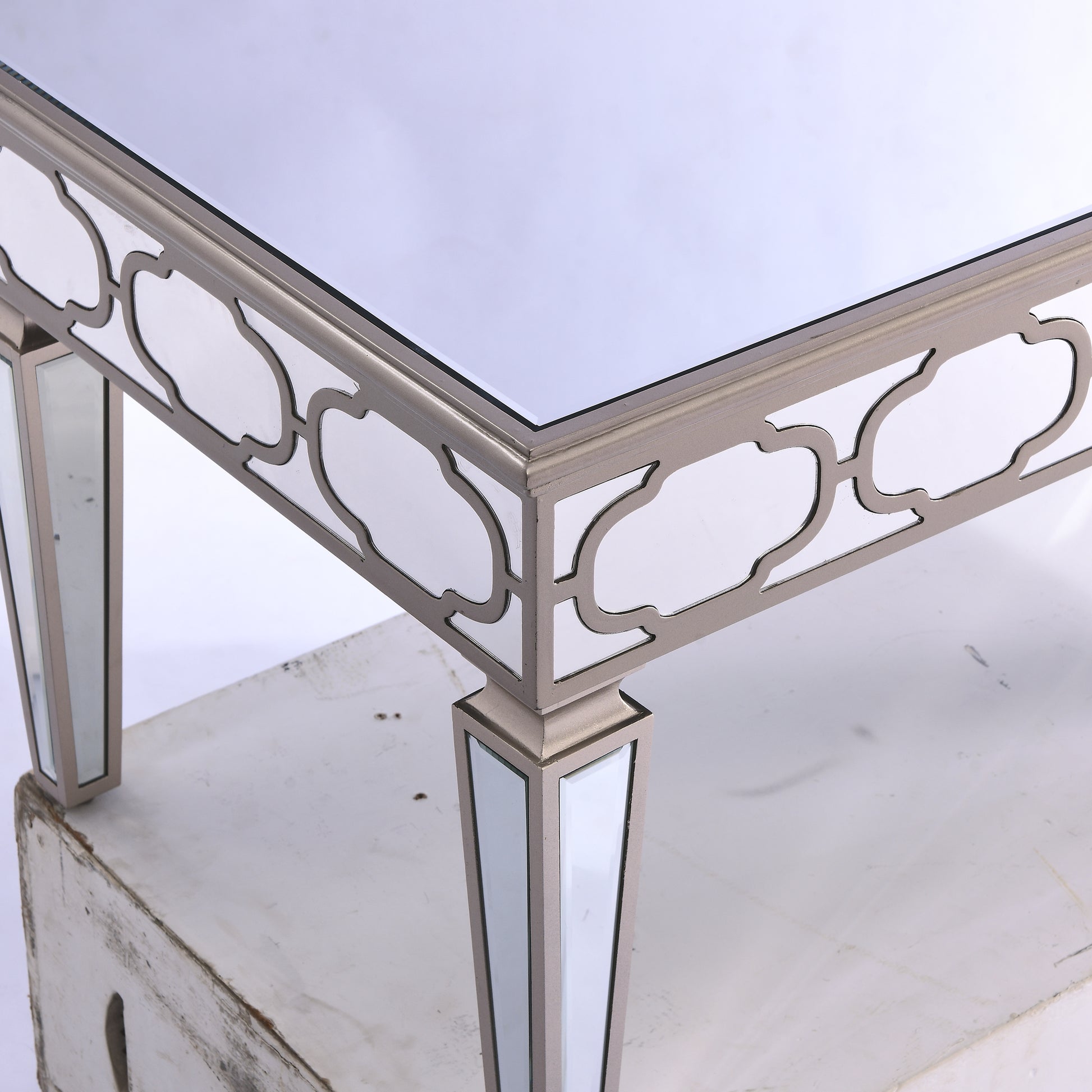 Elegant Shiny Silver Mirror Coffee Table, Cocktail Table 39.5 "X 21.5" X 19.5 " Silver Folding Desk Top Dining Room American Design Automatic Floor Mount Corner Bookcase Kitchen & Dining Tables Laminated Glass H Shape