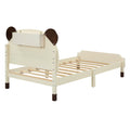 3 Pieces Bedroom Sets Twin Size Bear Shape Platform Bed With Nightstand And Storage Dresser,Cream Walnut Cream Wood