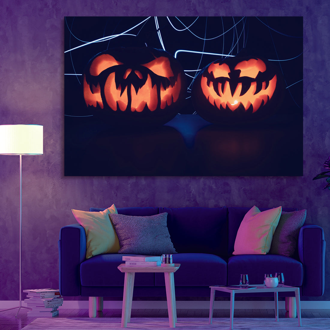 Drop Ping Framed Canvas Wall Art Decor Painting For Halloween,Scary Pumpkin Painting For Halloween Gift, Decoration For Halloween Office Living Room, Bedroom Decor Ready To Hang Rectangle Framed