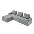 L Shape Modular Sectional Sofa, Diy Combination, Chenille Grey Chenille Wood Tight Back Eucalyptus Square Arms Foam Chenille 4 Seat