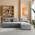 L Shape Modular Sectional Sofa, Diy Combination, Chenille Grey Chenille Wood Tight Back Eucalyptus Square Arms Foam Chenille 4 Seat