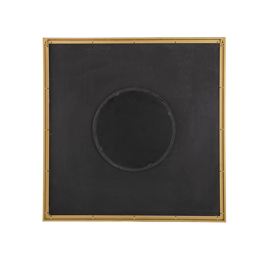 40" X 40" Square Carved Mirror With Pleated Design With Gold Iron Frame, Neutral Colorway Wall Decor For Living Room Bathroom Entryway Brown Mdf Glass