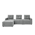 L Shape Modular Sectional Sofa, Diy Combination, Chenille Grey Chenille Wood Tight Back Eucalyptus Square Arms Foam Chenille 4 Seat