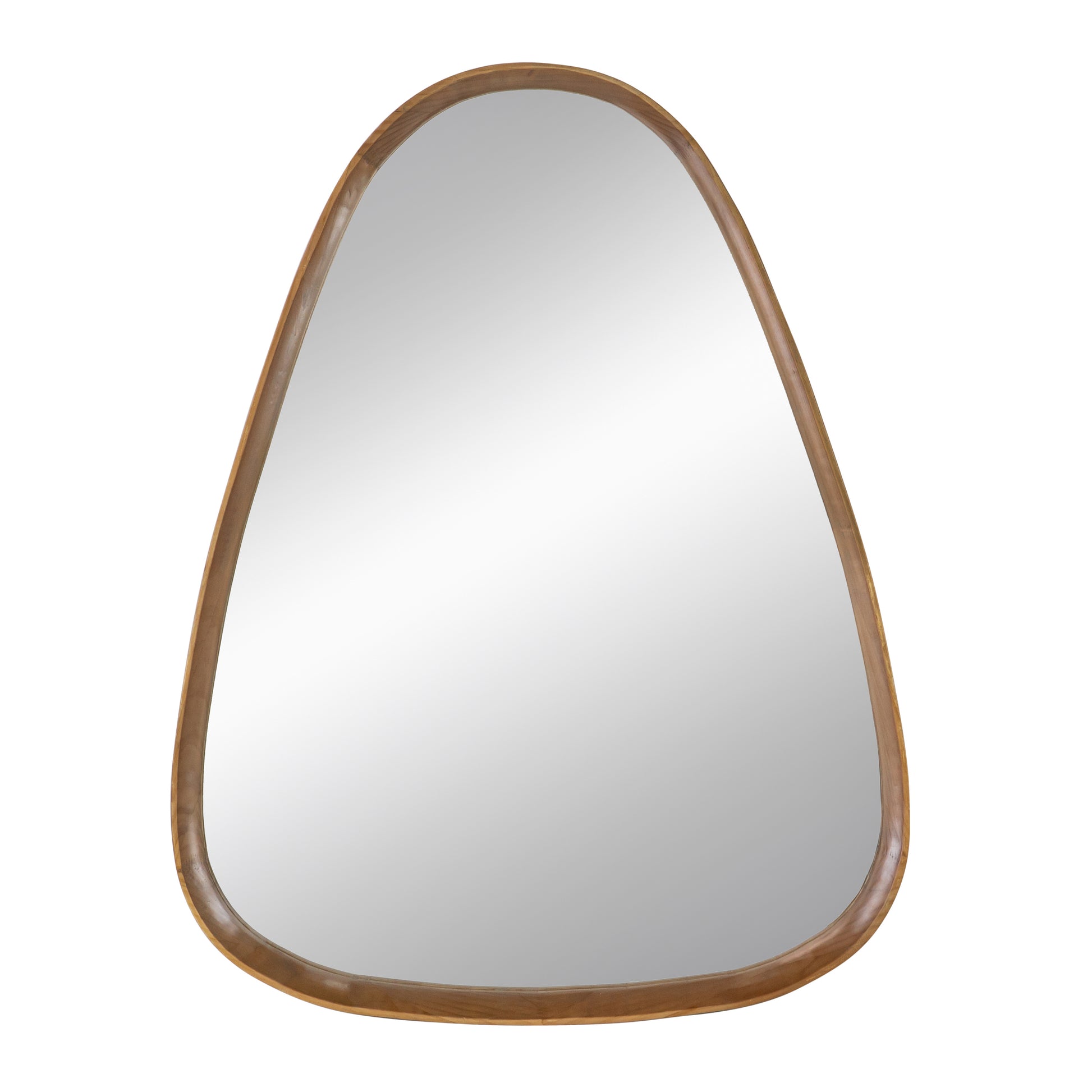 30"X38" Irrgeular Mirror With Wood Frame, Wall Mirror For Living Room Bathroom Entryway Brown Wood Glass