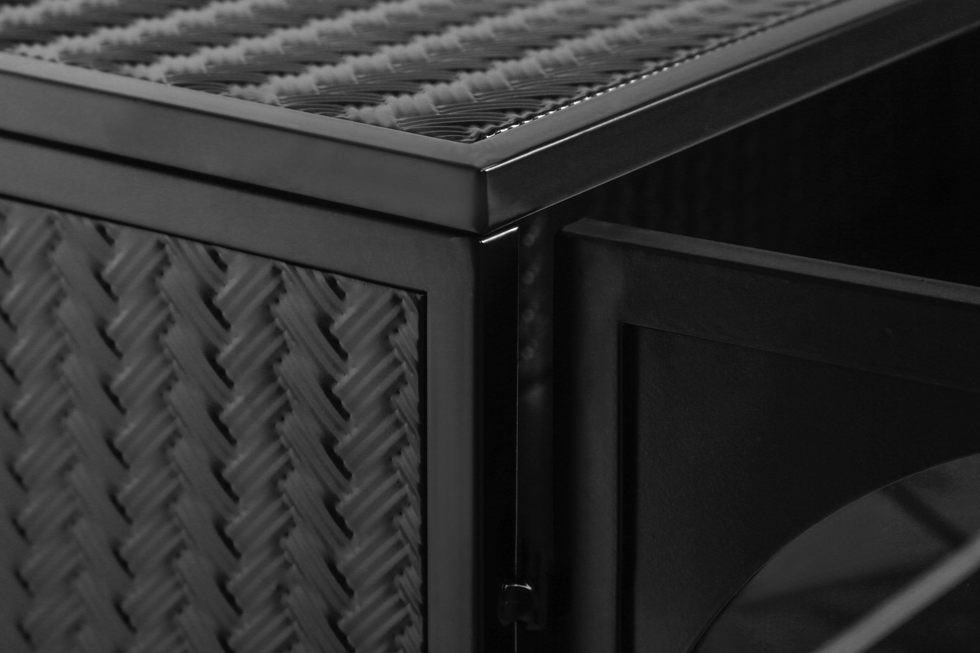 27.56"Glass Doors Modern Two Door Wall Cabinet With Featuring Three Tier Storage For Entryway Living Room Bathroom Dining Room,Wall Cabinet With Characteristic Woven Pattern,Black Black Metal