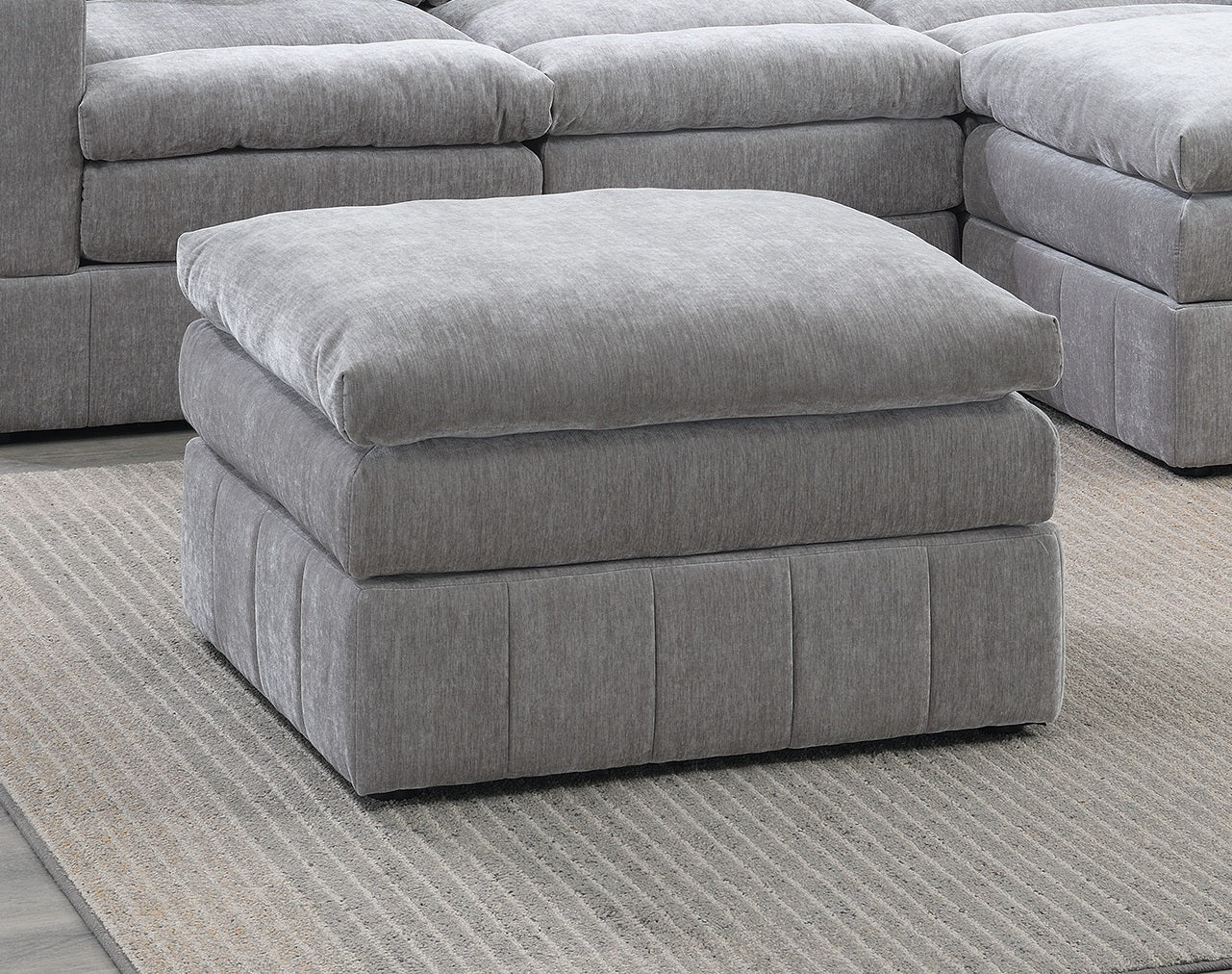 Contemporary 1Pc Ottoman Modular Plush Chair Sectional Sofa Living Room Furniture Granite Morgan Fabric Suede Grey Suede Primary Living Space Grey Contemporary,Modern Rectangle Fabric