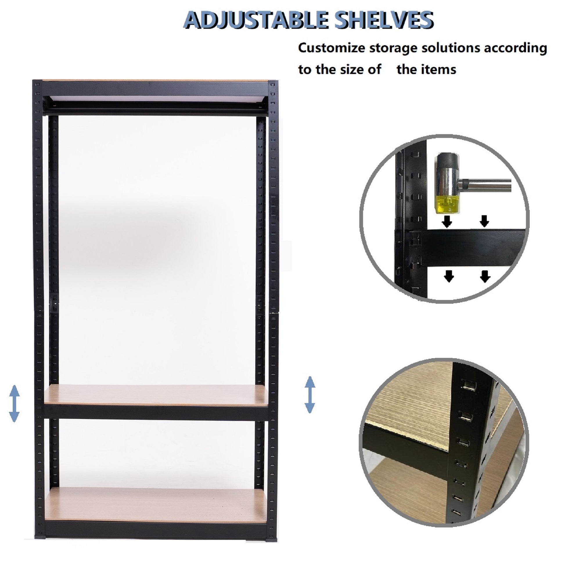 Heavy Duty Clothing Garment Rack, Freestanding Clothing Rack, Portable Closet Wardrobe With 1 Adjustable Wire Shelves 1 Clothe Rod For Hanging Clothes, Black Black Metal