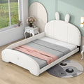Full Size Upholstered Platform Bed With Cartoon Ears Shaped Headboard, White Box Spring Not Required Full White Wood Bedroom Bed Frame Polyester Upholstered