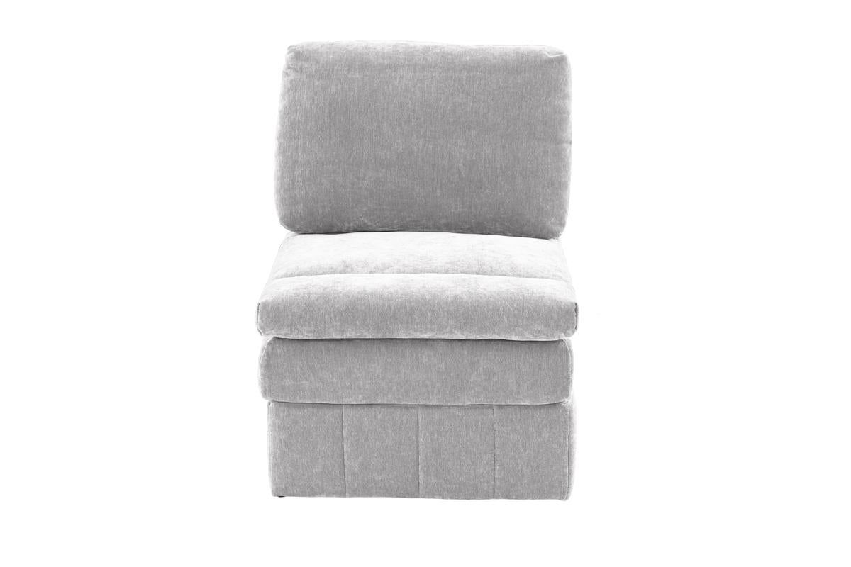 1Pc Armless Chair Modular Plush Chair Sectional Sofa Living Room Furniture Granite Morgan Fabric Suede Grey Suede Primary Living Space Cushion Back Contemporary,Modern Fabric 1 Seat