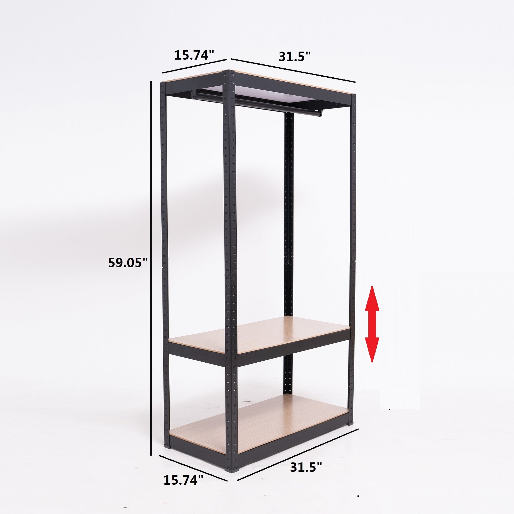 Heavy Duty Clothing Garment Rack, Freestanding Clothing Rack, Portable Closet Wardrobe With 1 Adjustable Wire Shelves 1 Clothe Rod For Hanging Clothes, Black Black Metal