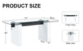 Large Modern Simple Rectangular Glass Table, Which Can Accommodate 6 8 People, Equipped With 0.4 Inch Tempered Glass Table Top And Large Mdf Table Legs, Used For Kitchen, Dining Room, Living Room,1546 White Mdf Glass