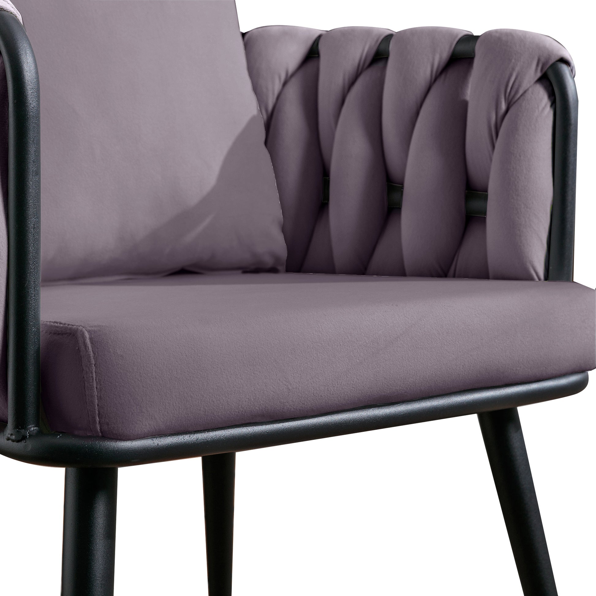 Pure Purple Modern Velvet Dining Chairs Set Of 2 Hand Weaving Accent Chairs Living Room Chairs Upholstered Side Chair With Black Metal Legs For Dining Room Kitchen Vanity Living Room Purple Velvet
