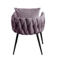 Pure Purple Modern Velvet Dining Chairs Set Of 2 Hand Weaving Accent Chairs Living Room Chairs Upholstered Side Chair With Black Metal Legs For Dining Room Kitchen Vanity Living Room Purple Velvet