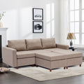 3 Seat Module Sectional Sofa Couch With 2 Ottoman For Living Room,Seat Cushion And Back Cushion Non Removable And Non Washable,Brown Brown Wood Primary Living Space Soft Modern Rubberwood Foam Linen