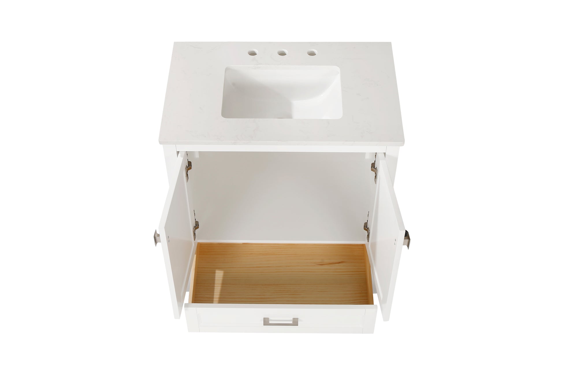 30 Inch Freestanding Bathroom Vanity With Sink, Carrara Engineered Marble Vanity Top With Undermounted Rectangular Ceramic Sink, Large Storage Soft Close Door, White 24V03 30Wh White Wood Solid Wood