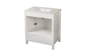 30 Inch Freestanding Bathroom Vanity With Sink, Carrara Engineered Marble Vanity Top With Undermounted Rectangular Ceramic Sink, Large Storage Soft Close Door, White 24V03 30Wh White Wood Solid Wood