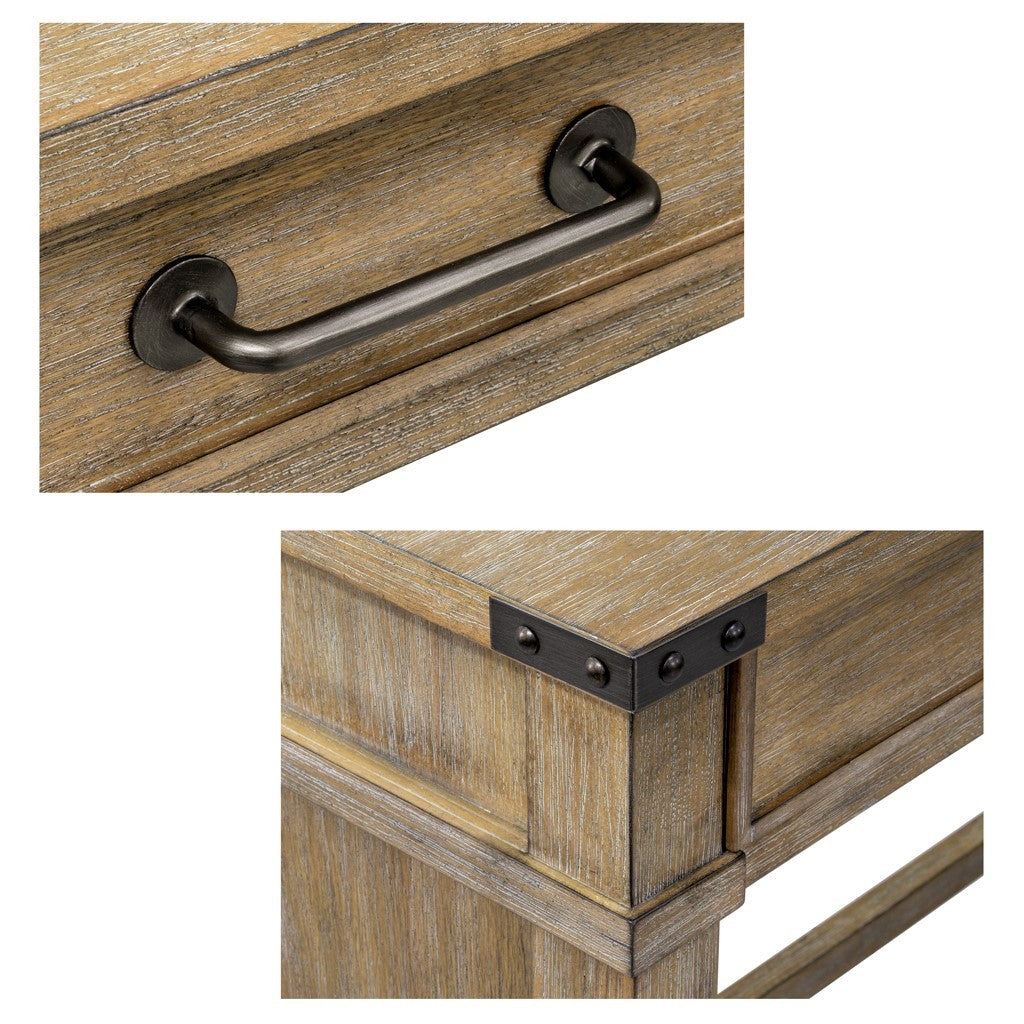 Occasional Table With 2 Drawers Reclaimed Natural Wood