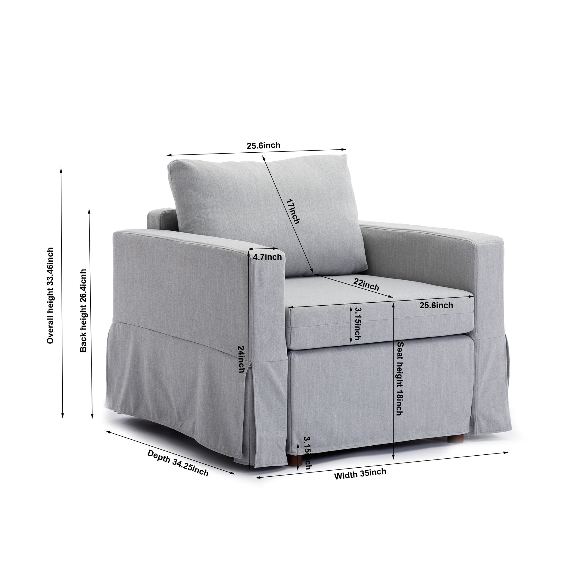 Single Seat Module Sofa Sectional Couch With 1 Ottoman,Cushion Covers Removable And Washable,Light Grey Light Grey Wood Primary Living Space Soft Modern Rubberwood Foam Linen 1 Seat