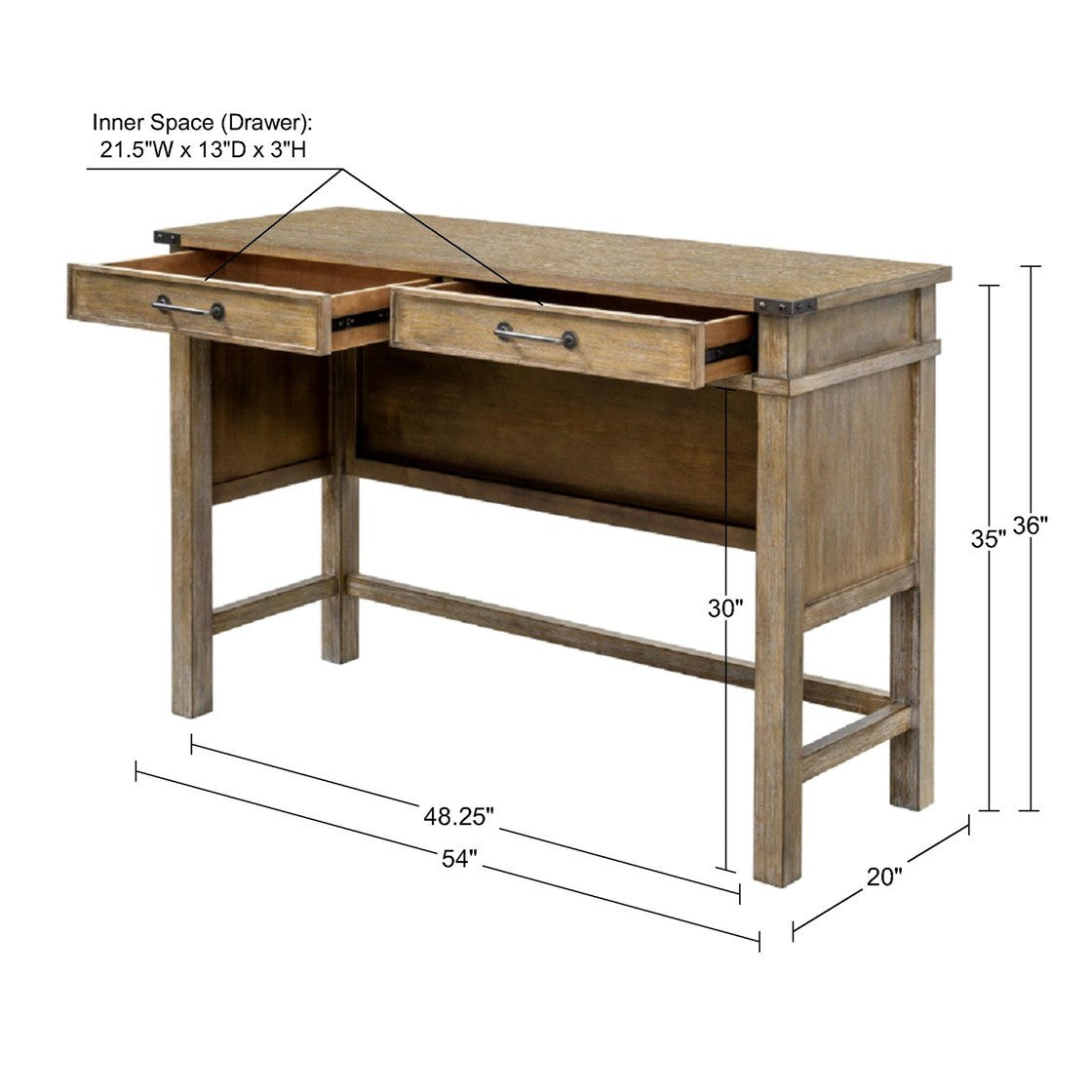 Occasional Table With 2 Drawers Reclaimed Natural Wood