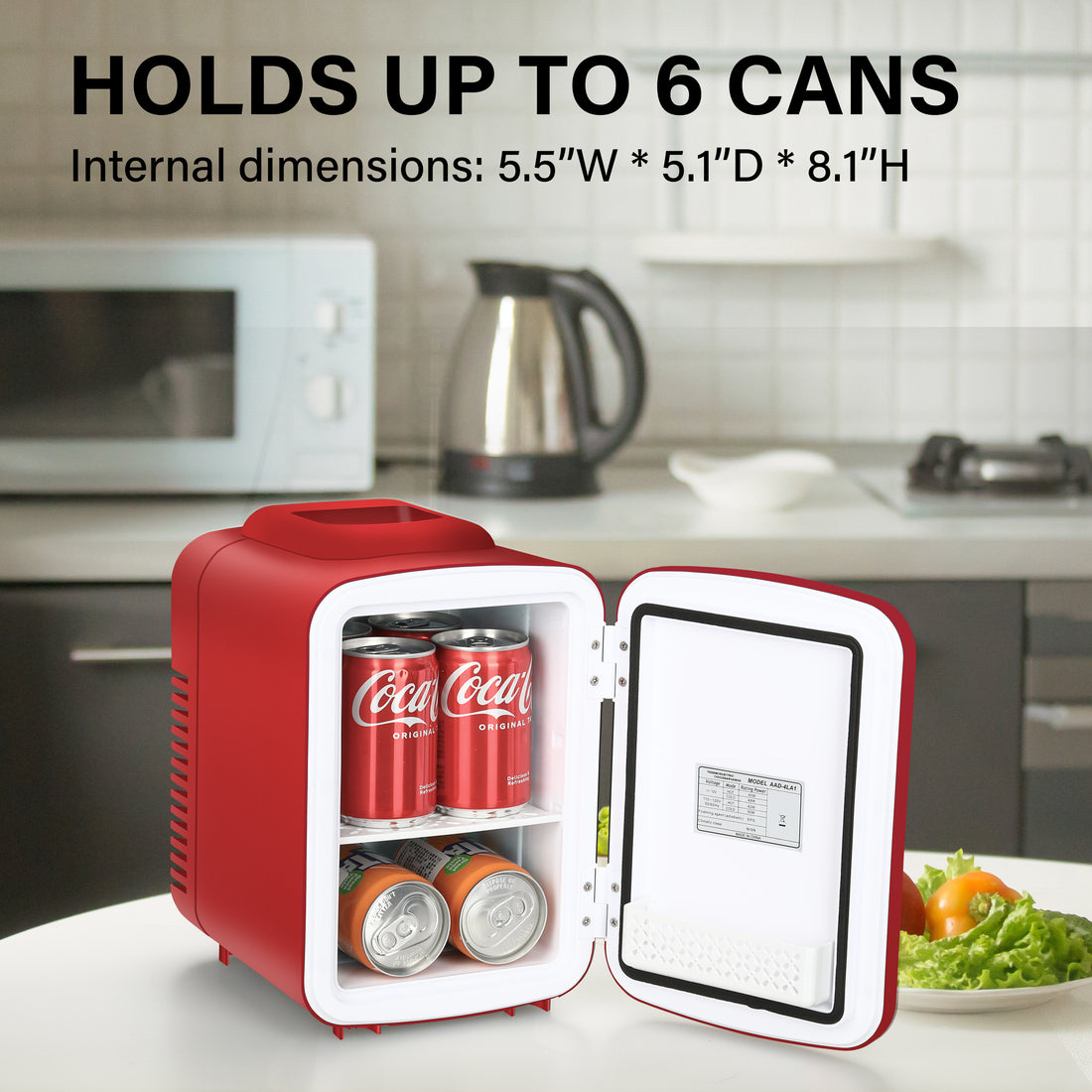Mini Fridge, 4L 6 Can Portable Cooler & Warmer Freon Free Small Refrigerator Provide Compact Storage For Skincare, Beverage, Food, Cosmetics, Red Red Plastic