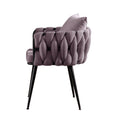 Pure Purple Modern Velvet Dining Chairs Set Of 2 Hand Weaving Accent Chairs Living Room Chairs Upholstered Side Chair With Black Metal Legs For Dining Room Kitchen Vanity Living Room Purple Velvet