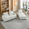 L Shape Modular Sectional Sofa, Diy Combination, Chenille White Chenille Wood Tight Back Eucalyptus Square Arms Foam Chenille 4 Seat