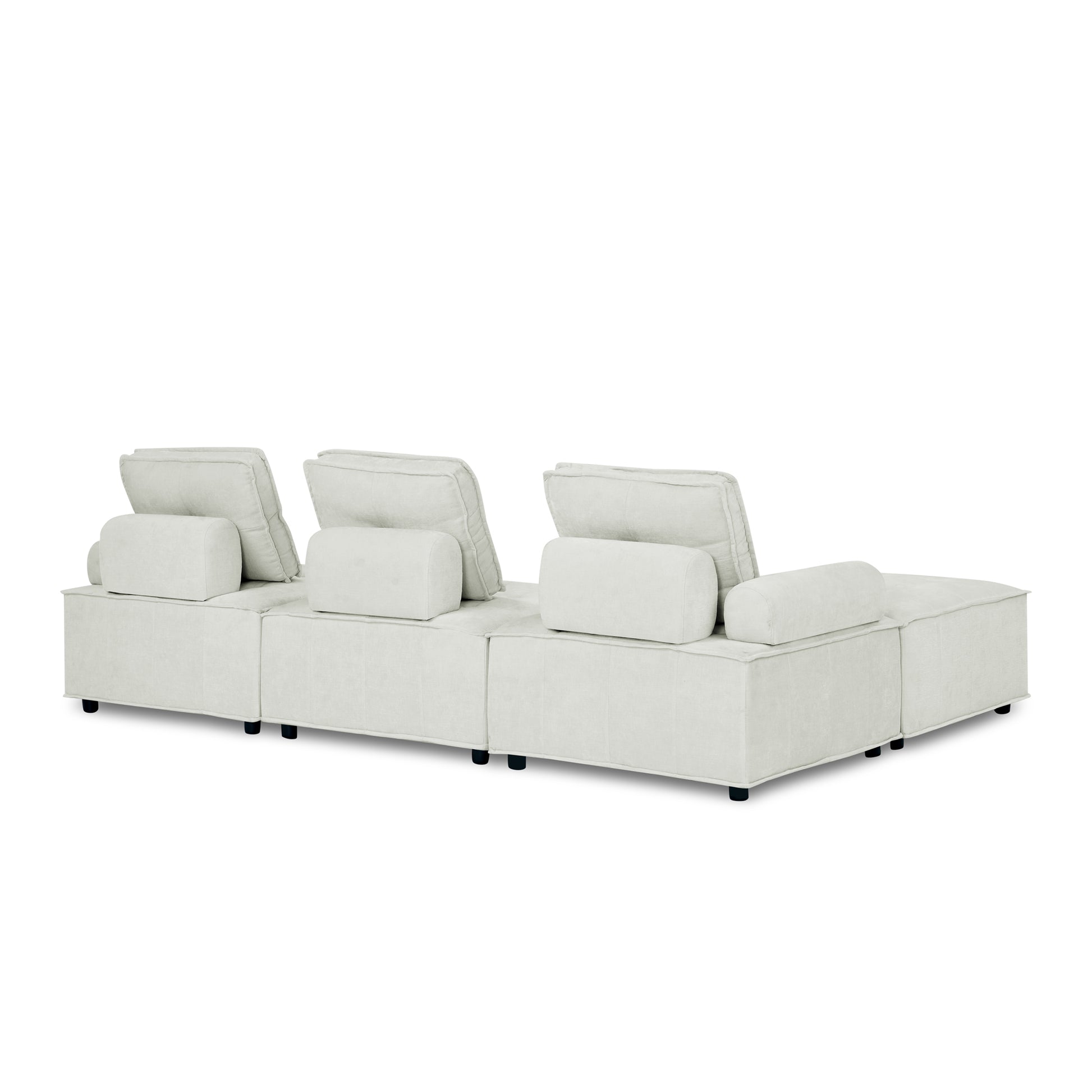 L Shape Modular Sectional Sofa, Diy Combination, Chenille White Chenille Wood Tight Back Eucalyptus Square Arms Foam Chenille 4 Seat