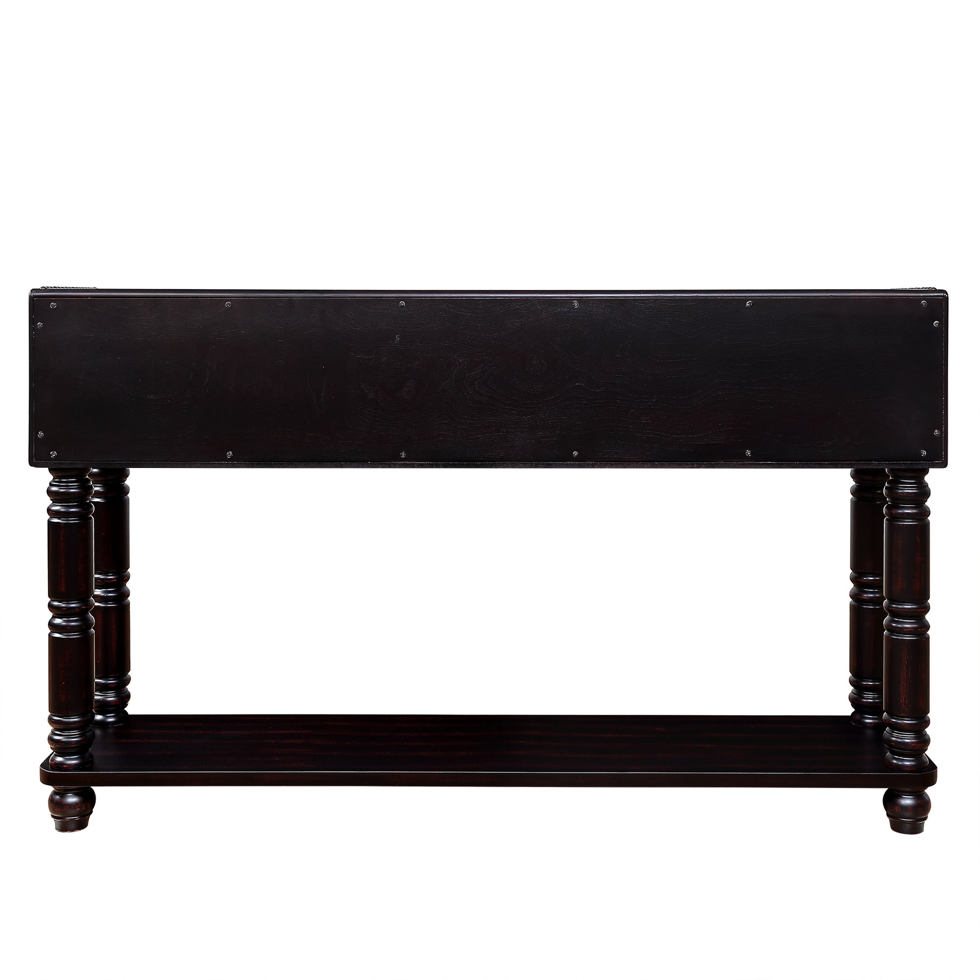 Light Luxury Retro Sofa Table With Outlets, 54 Inch Pine Wood Console Table With 2 Power Outlets And 2 Usb Ports For Entryway Hallway Living Room With Solid Wood Legs Dark Cherry Distressed Black Built In Outlets Or Usb Primary Living Space American