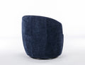 Chenille Fabric Swivel Accent Armchair Barrel Chair With Black Powder Coating Metal Ring,Blue Blue Foam Chenille