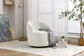 Chenille Fabric Swivel Accent Armchair Barrel Chair With Black Powder Coating Metal Ring,Ivory Ivory Foam Chenille